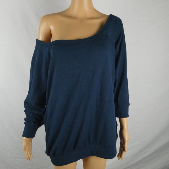 Torrid Navy Off the Shoulder Pullover Sweater Sweatshirt Plus Size 1 1XL 1X Blue - Picture 4 of 12